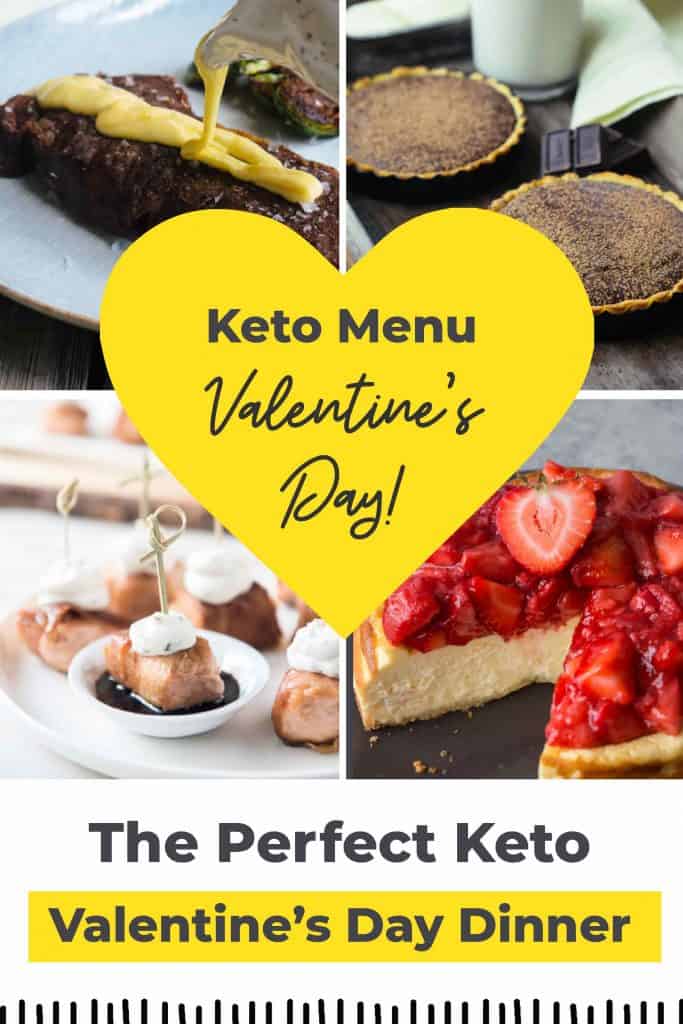 collage of keto valentines day recipes with text overlay