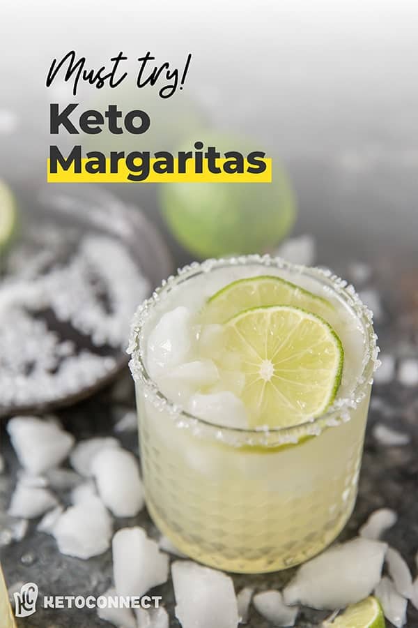 Thinly sliced limes a top a keto margarita. 
