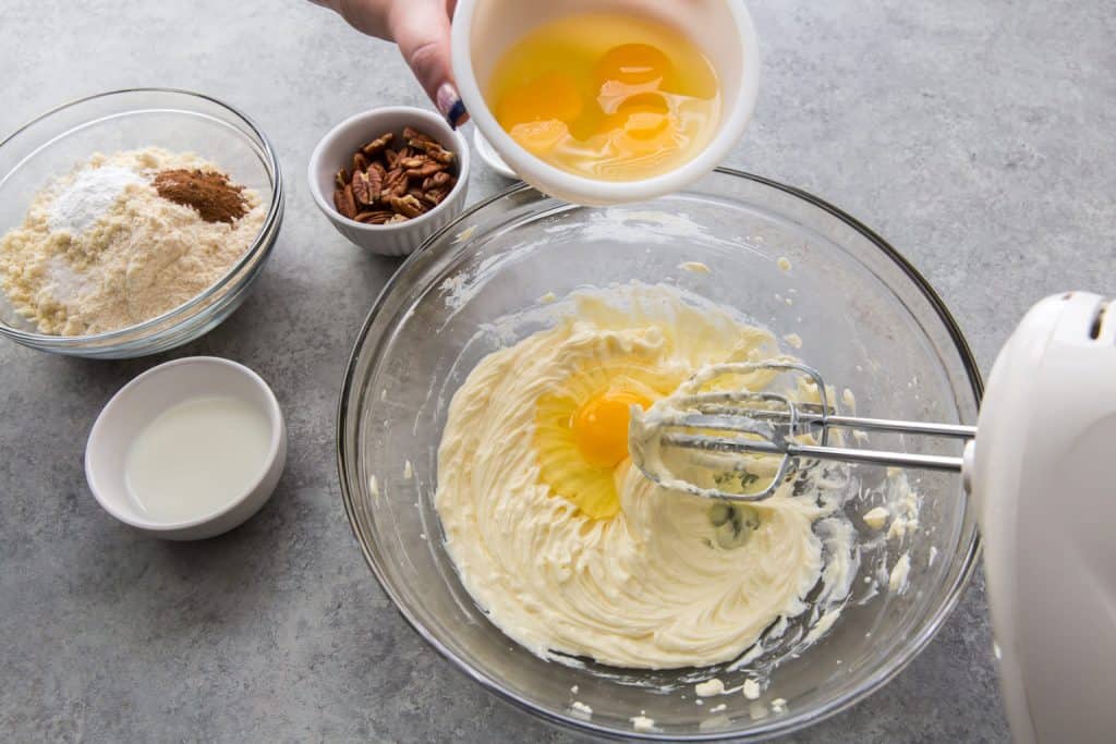 Keto Banana Bread creamed butter with a single egg being added in