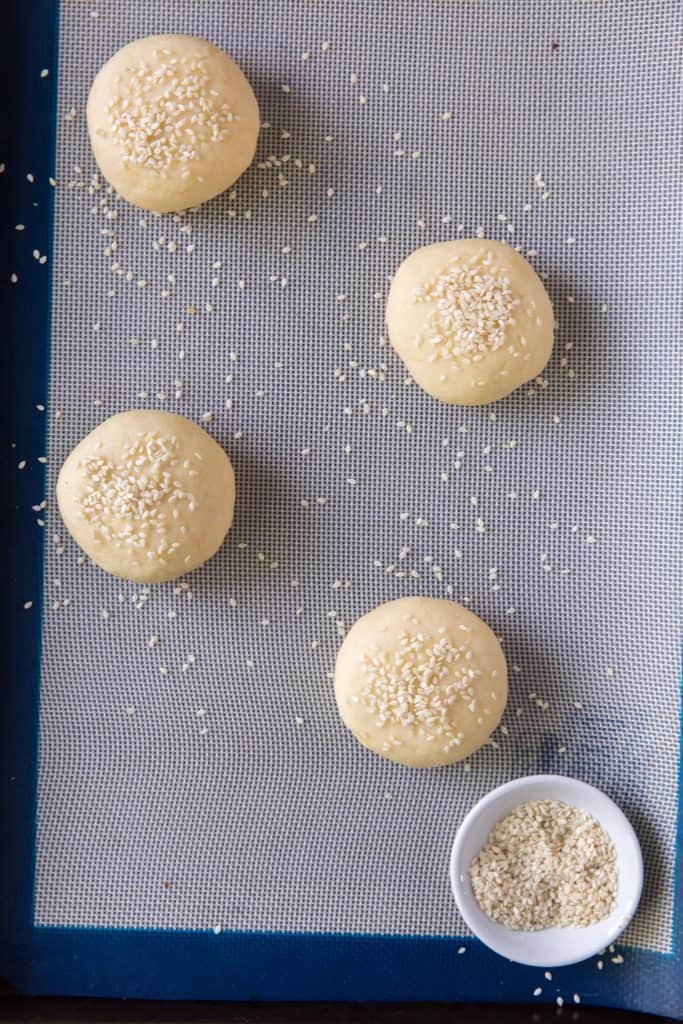 Keto Hamburger Buns sesame seeds on hamburger buns
