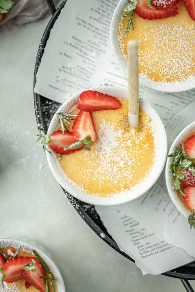 Keto Custard pots of fresh keto custard and berries