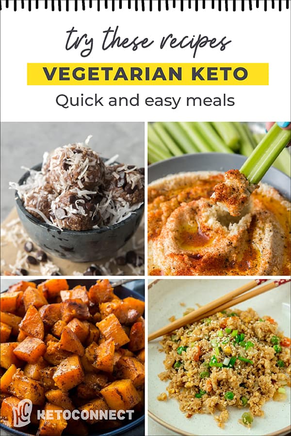keto vegetarian recipes four vegetarian keto recipes with title text