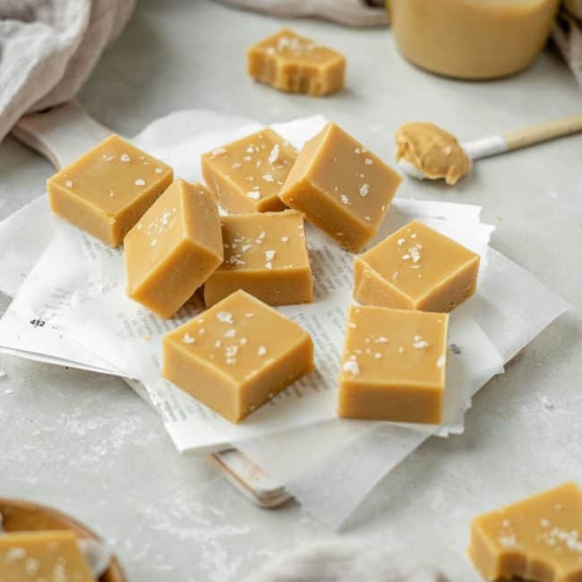 keto peanut butter fudge peanut butter fudge on top of wax paper