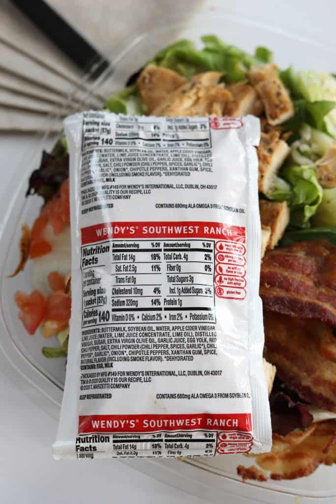 Keto at Wendy's Macros for the Wendy's southwest salad dressing