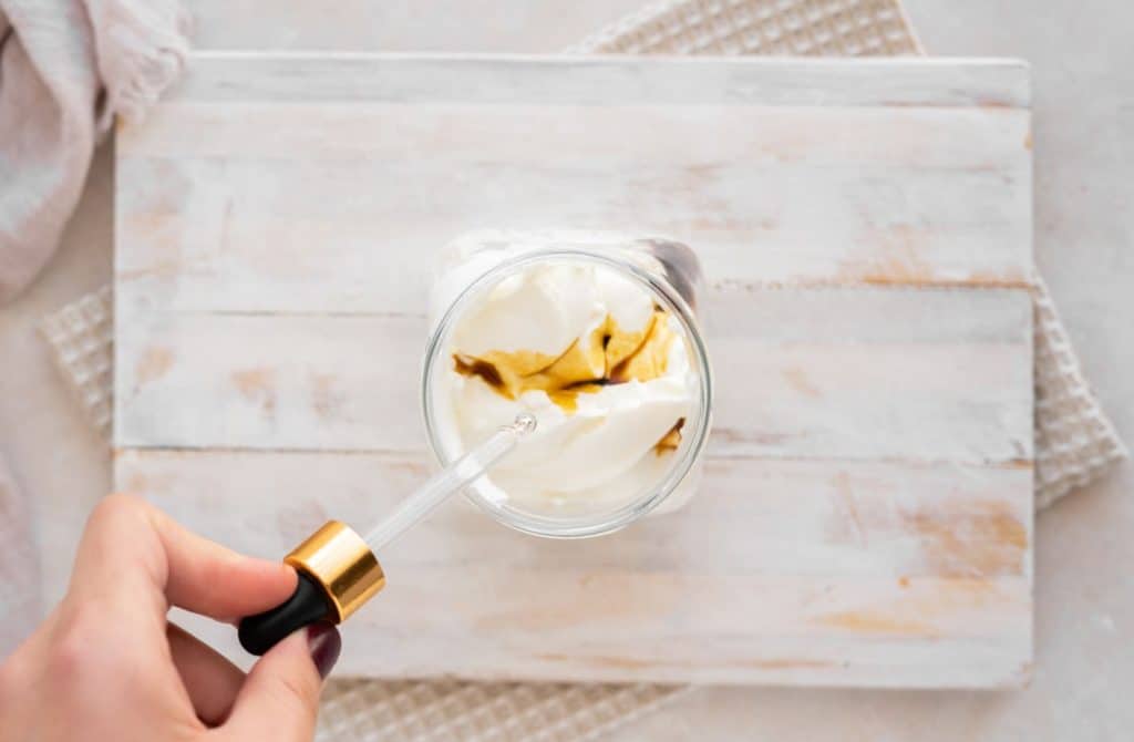 stevia side effects Mixing stevia and vanilla into keto yogurt