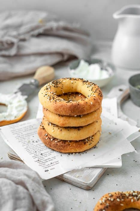 stack of keto bagels on a napkin