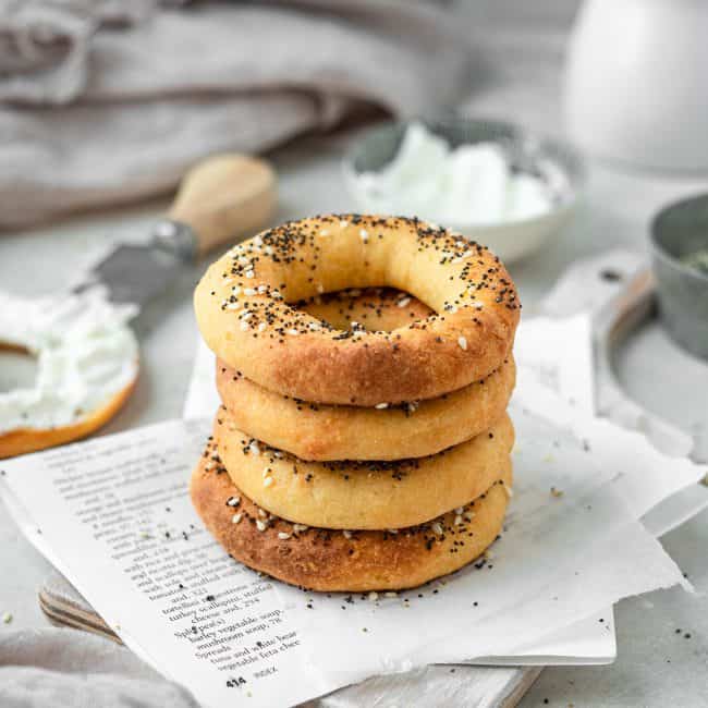 keto bagels stack of keto bagels on a napkin
