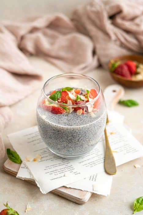 Vertical shot of the finished chia pudding