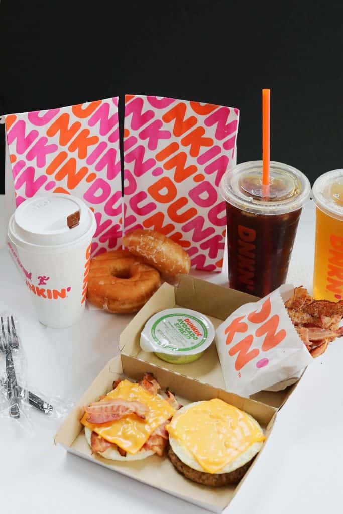 Dunkin Breakfast items with drinks