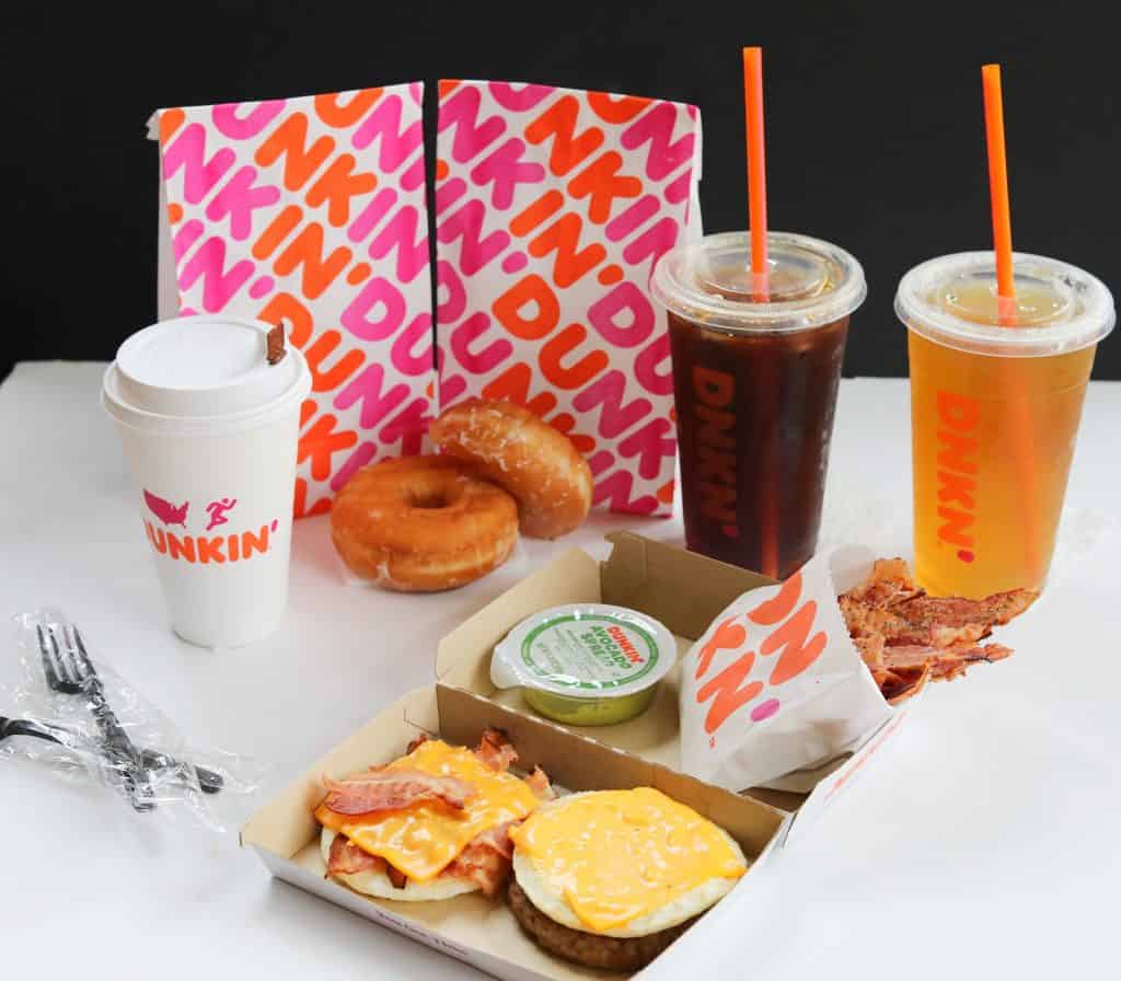 A full spread of dunkin products