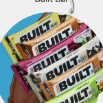 A variety pack of Built bars in a Keto product review template that is highlighted in yellow.