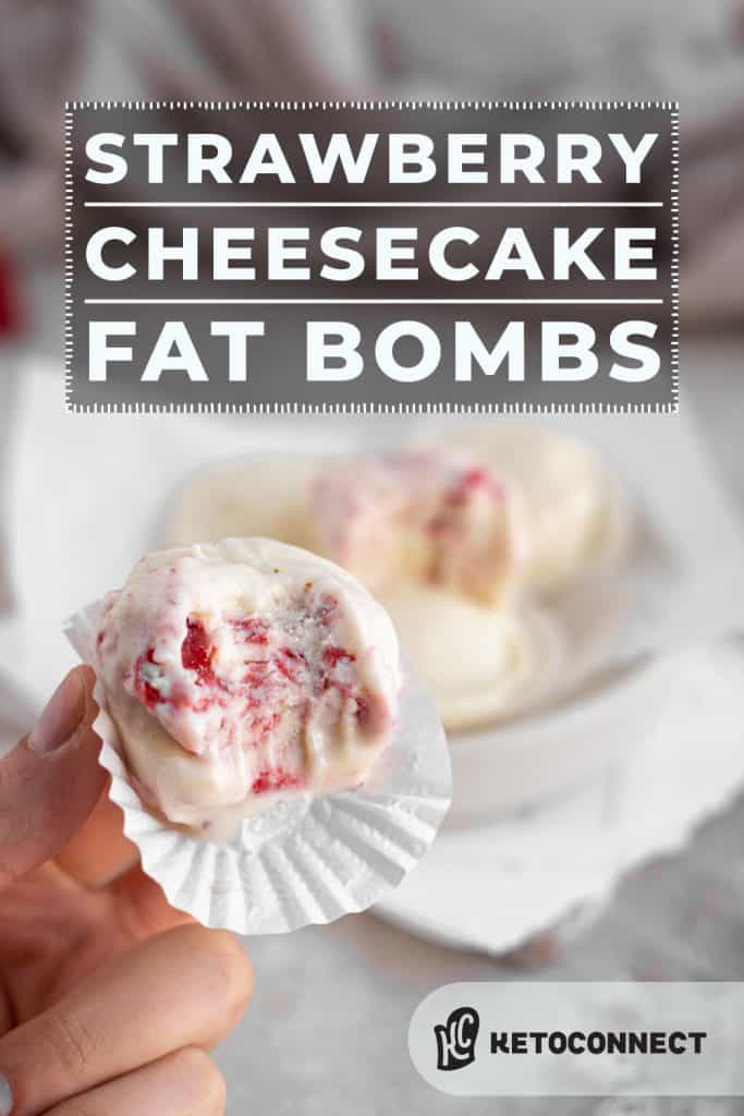 Keto Cheesecake Fat Bombs cheesecake fat bomb with a single bite taken out of it