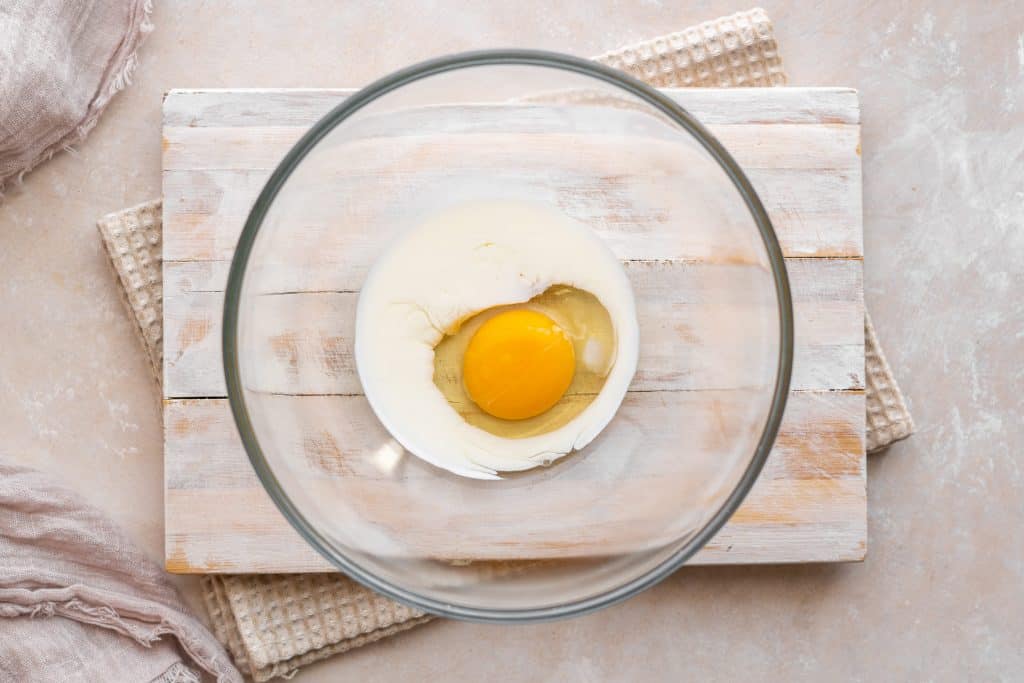 Protein Pancakes Egg and milk in a bowl