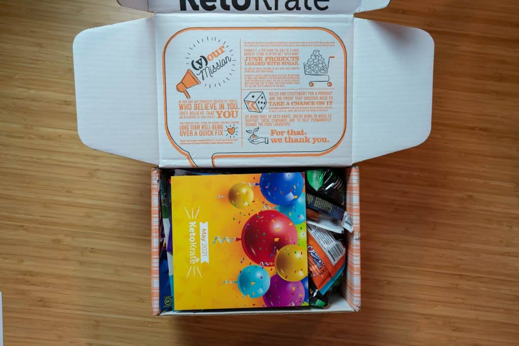 best keto subscription box keto krate opened with packages inside and other inserts