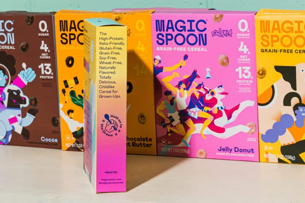 Magic Spoon Cereal Review nutrition and diet claims made by a cereal box side panel