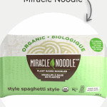 A green and white bag of Miracle noodles, Spaghetti style.