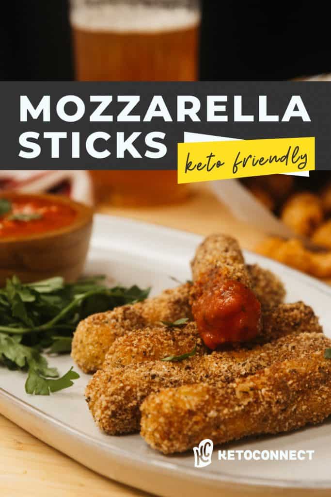 keto mozzarella sticks mozzarella sticks on a plate with a beer in the background
