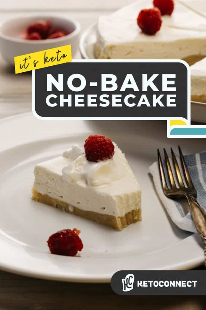 keto no bake cheesecake recipe with whipped cream and raspberry