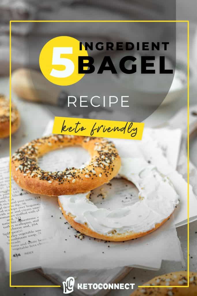 keto bagels cream cheese spread on a keto bagel with everything seasoning