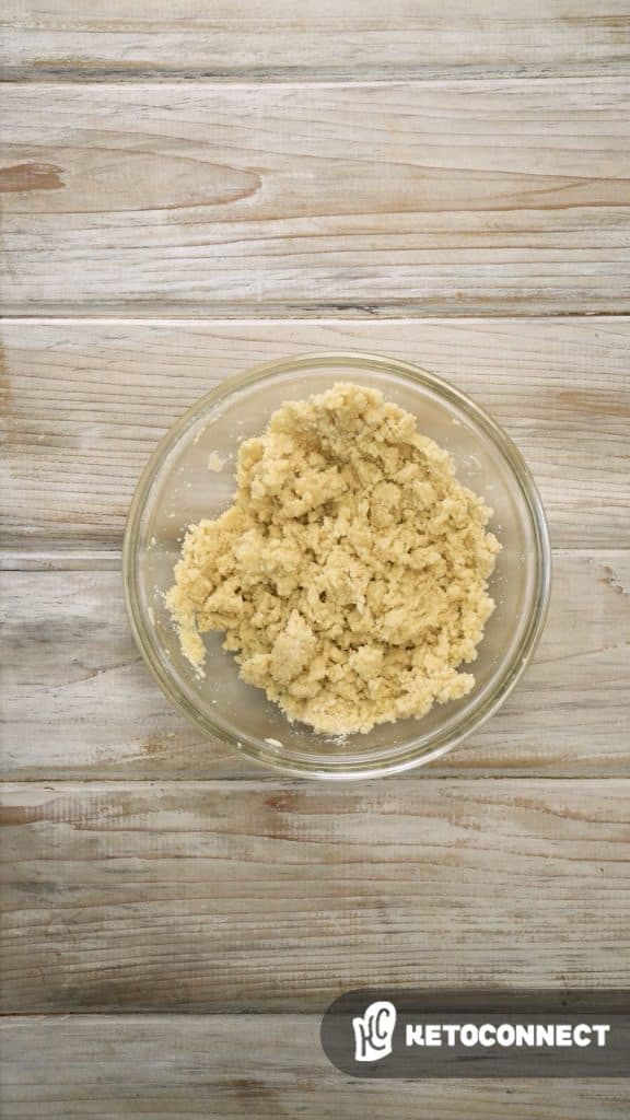 keto no bake cheesecake Crust for no bake cheesecake in a bowl