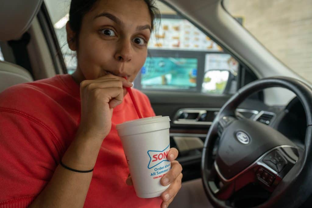 diet cherry limeade at the drive in at sonic