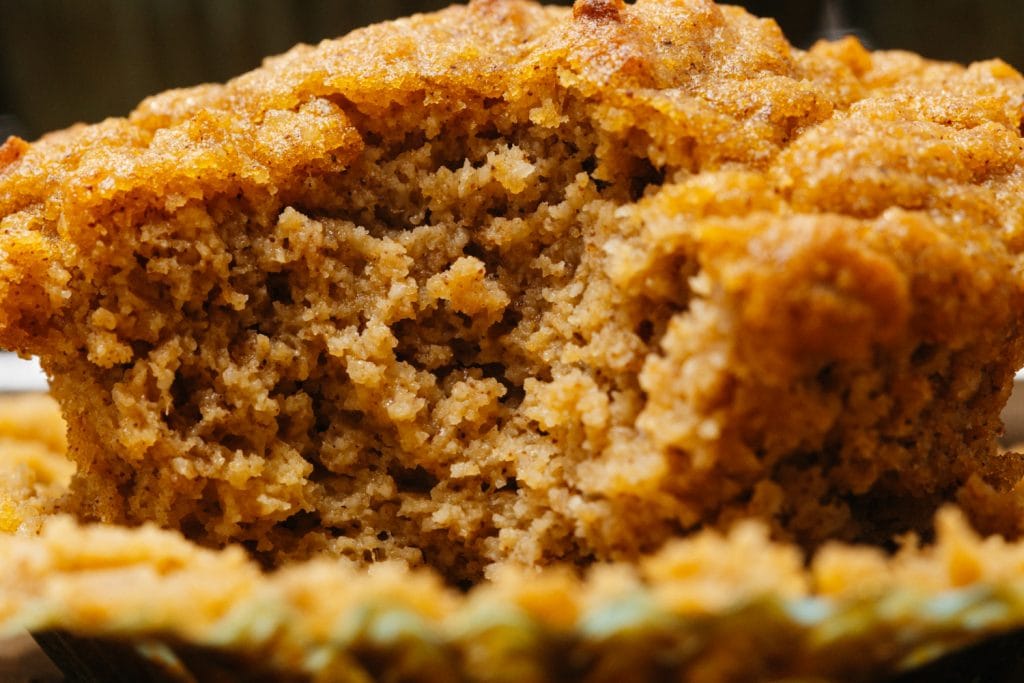 close up shot of keto pumpkin muffins