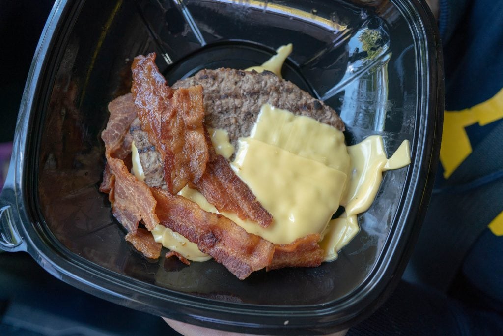 burger king keto double stacker in a bowl with no bun