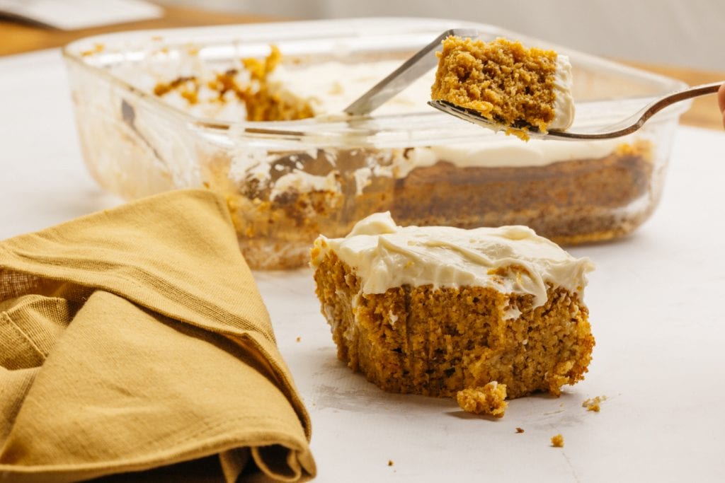 keto pumpkin bars distant shot of keto pumpkin bars