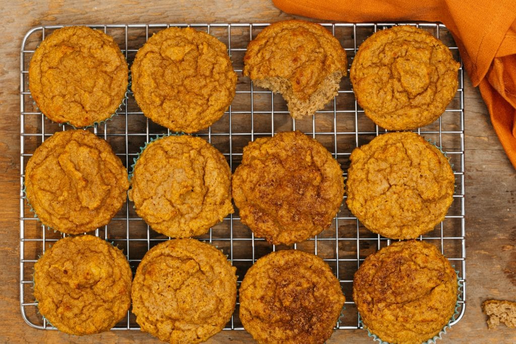 keto pumpkin muffins transfer muffins to the cooling rack