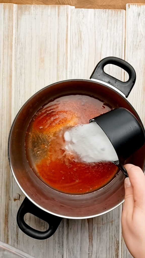 adding sweetener to the jello mixture before simmering