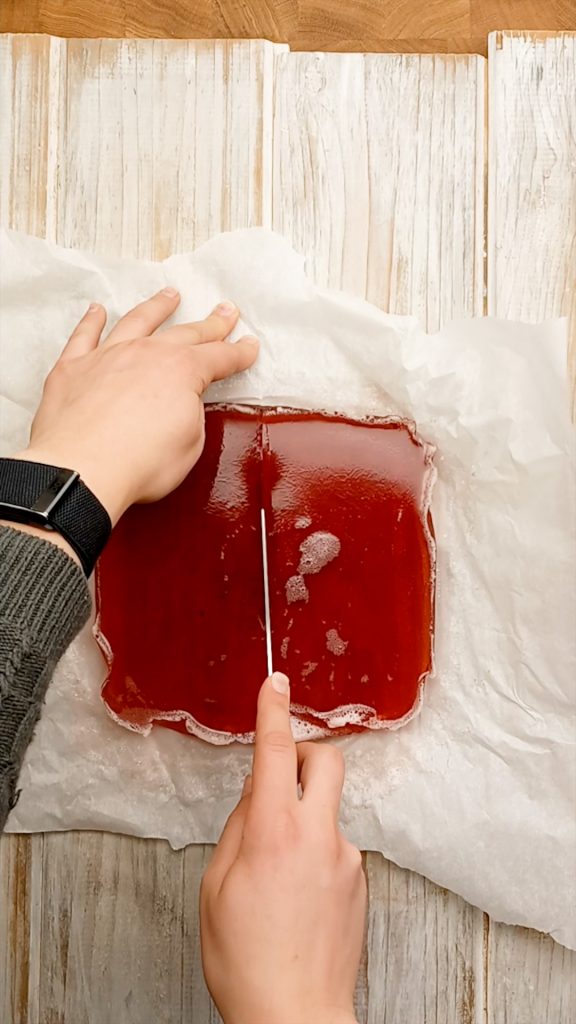 cutting jello with a knife