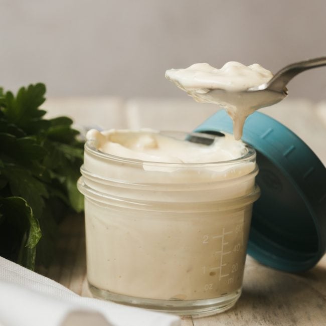 keto blue cheese dressing keto blue cheese dressing on a spoon