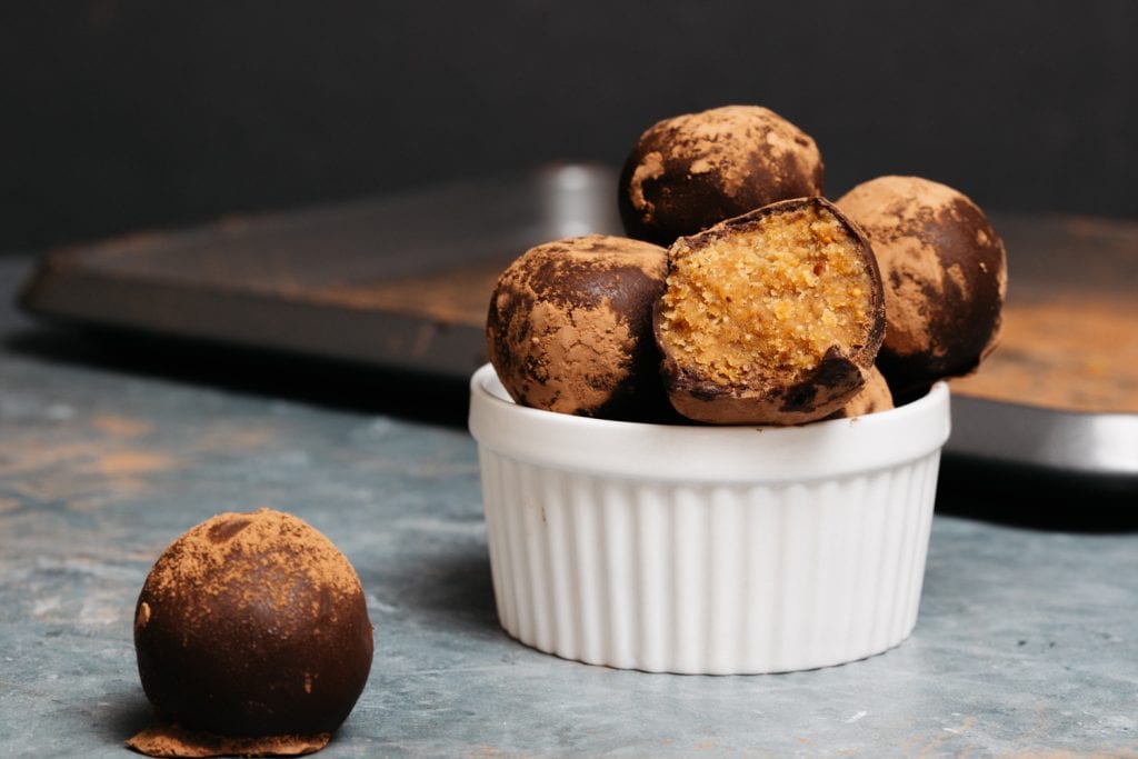 Keto Peanut Butter Balls in a bowl