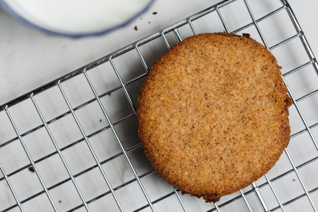 keto gingerbread cookie on a cooling rack close up