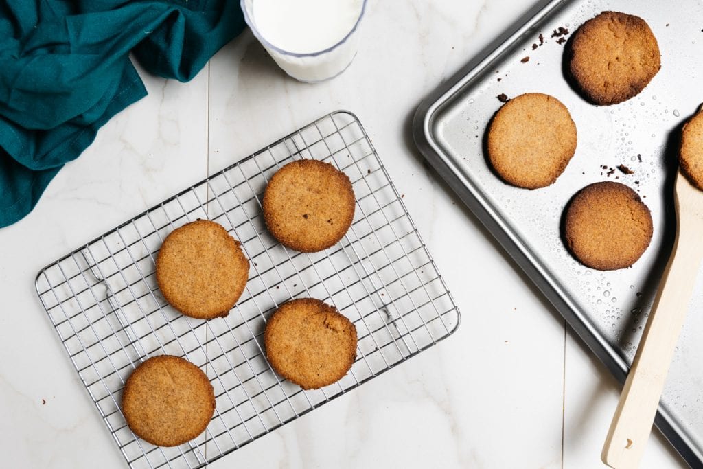 Keto Gingerbread Cookies gingerbread cookies drying on a cooling rack