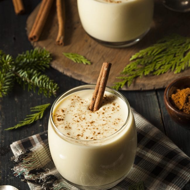 Keto Eggnog homemade keto eddnog served with cinnamon