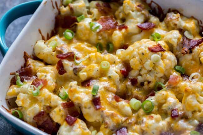 keto cauliflower casserole keto cauliflower casserole close up