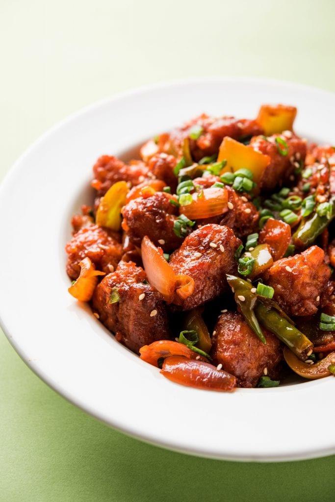 keto orange chicken low carb keto chocken served in a plate