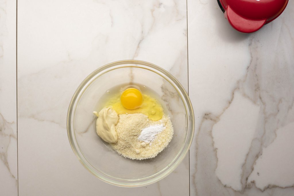 ingredients for wonderbread chaffle in a bowl