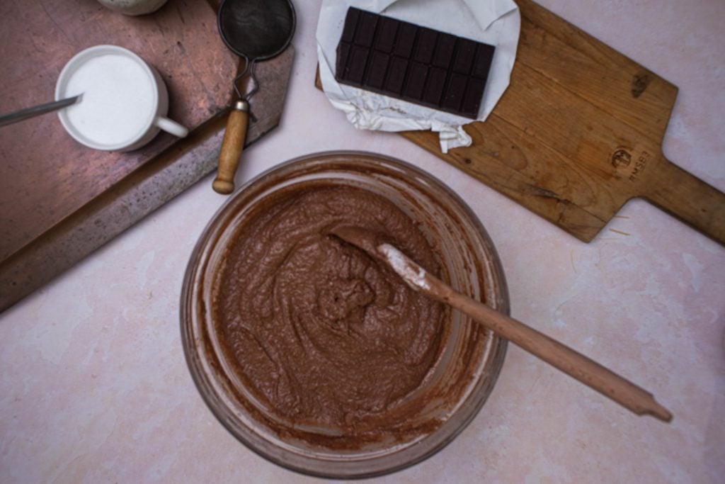 Keto Chocolate Muffins combining wet ingredients