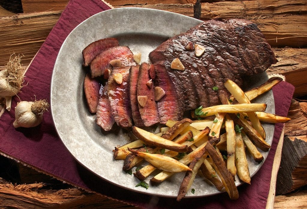 delicious steak with french fries