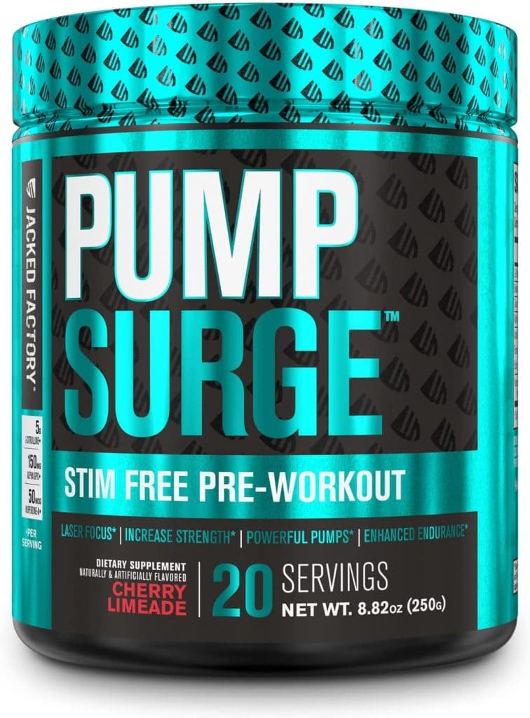 best non stim pre workout PUMPSURGE Caffeine Free Pump & Nootropic Pre Workout Supplement