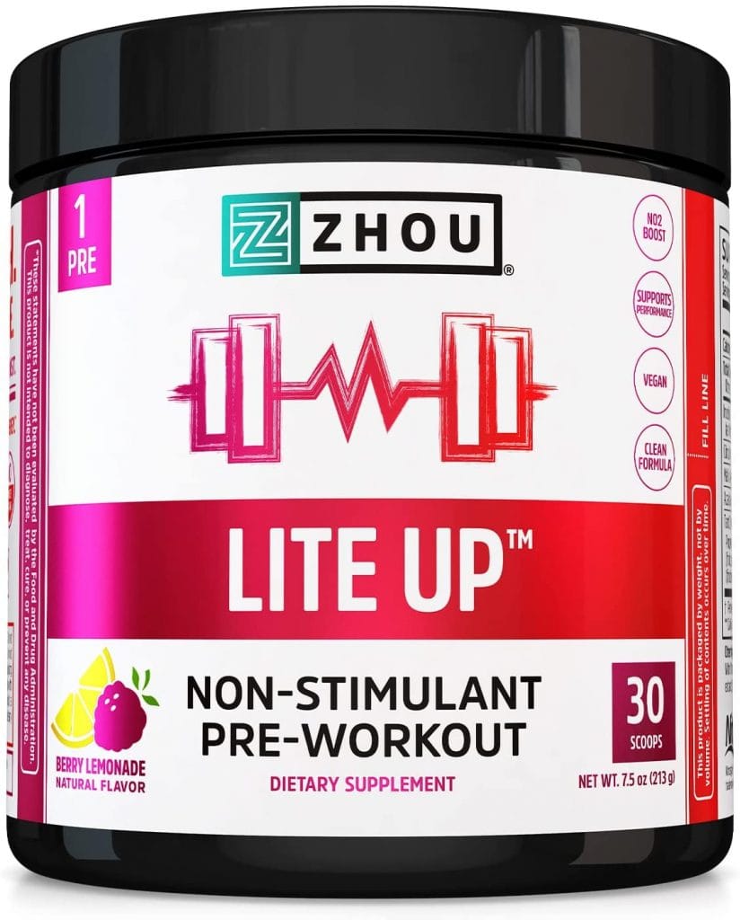 best non stim pre workout Zhou Lite Up Non-Stimulant Pre Workout
