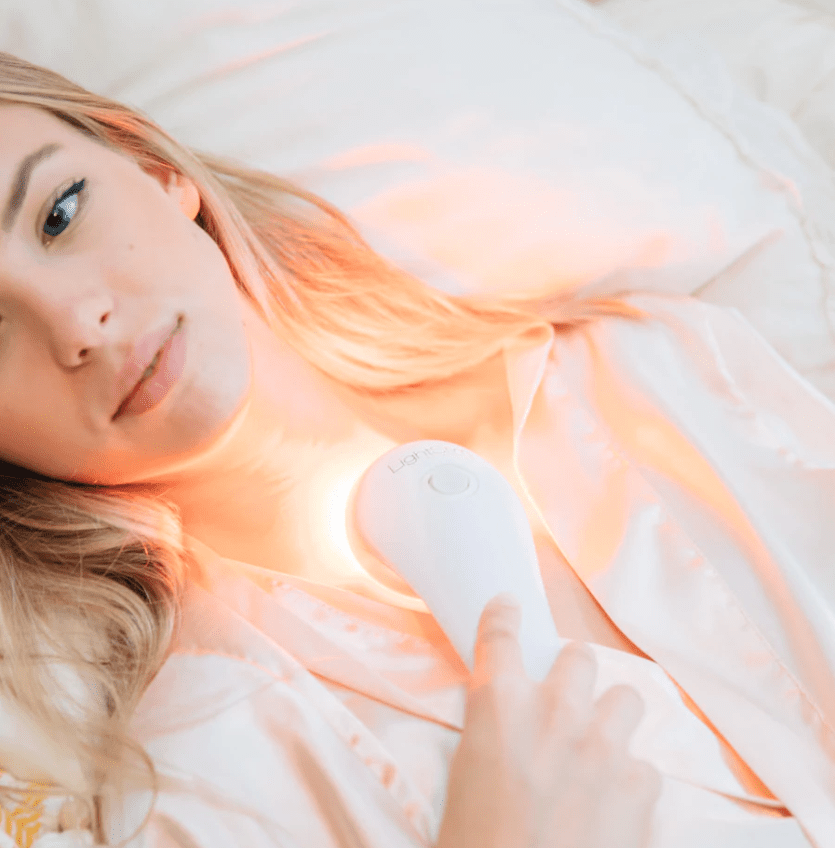 woman doing red light therapy