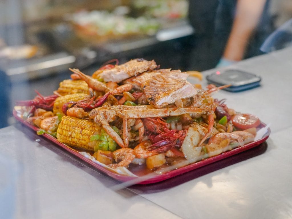 Steamed or boiled seafood