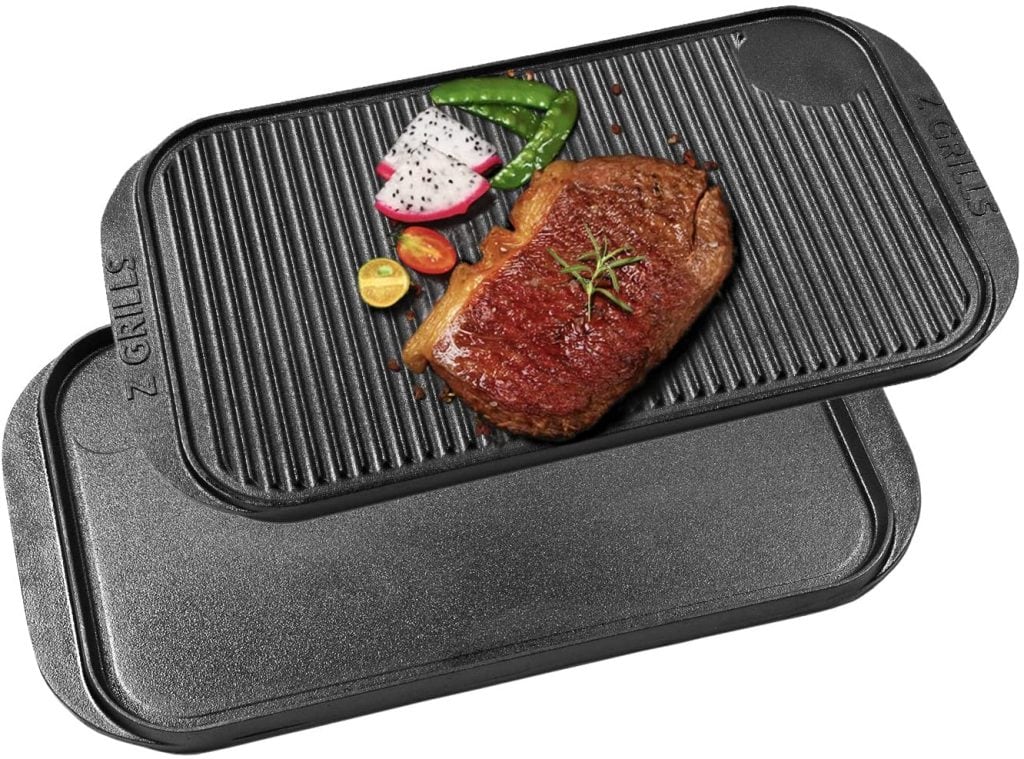 Nutrichef 18 Inch Cast Iron Griddle Skillet Reversible Grilling