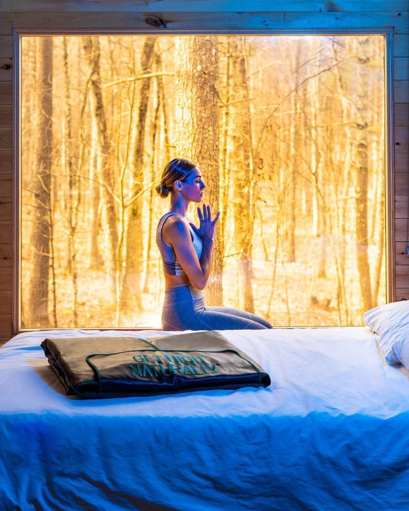best sauna blanket woman meditating