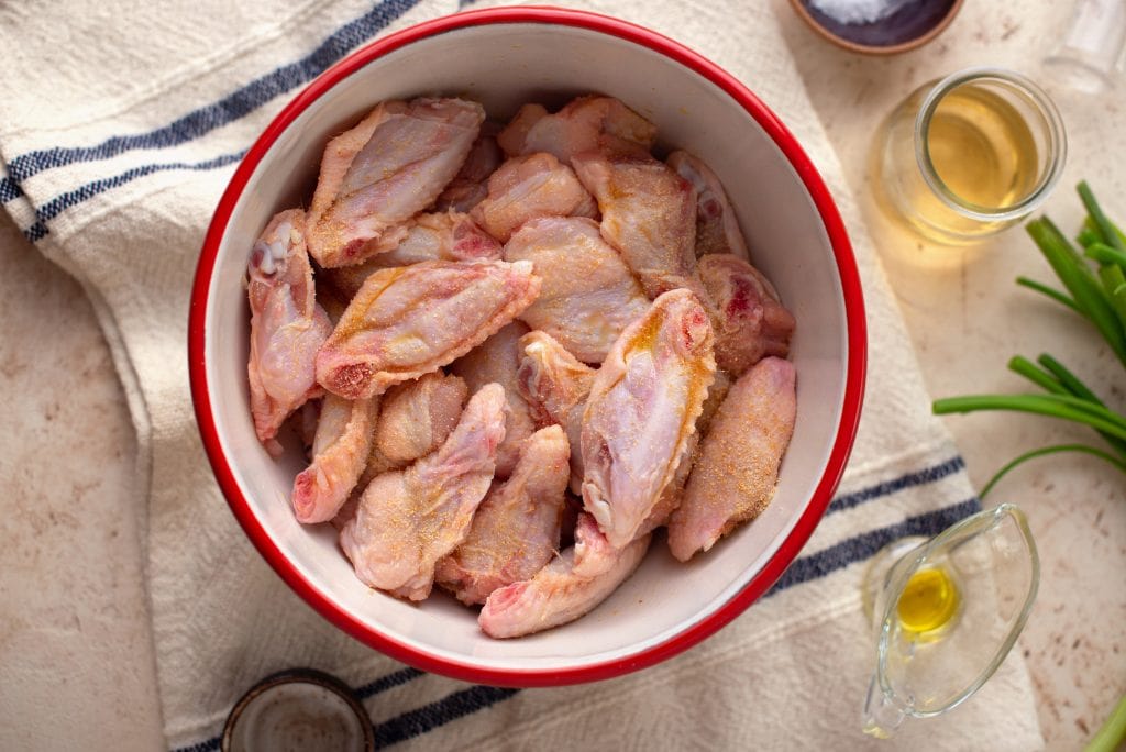 salt and vinegar wings Raw Chicken Wings in a bowl