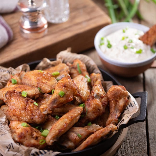 Salt and Vinegar Wings served with a sauce