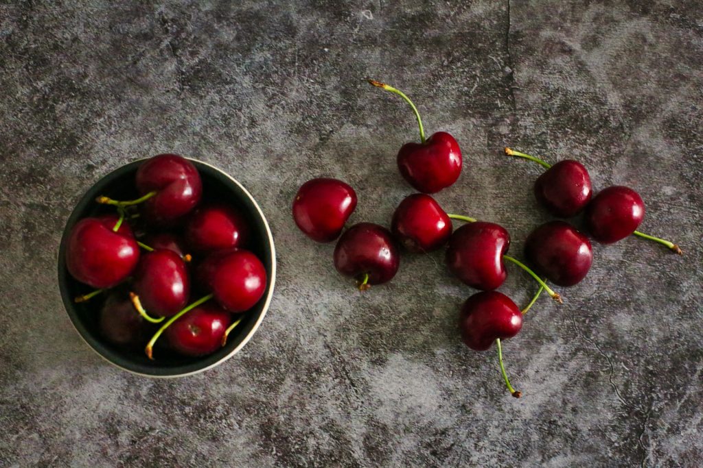cherries served on a table